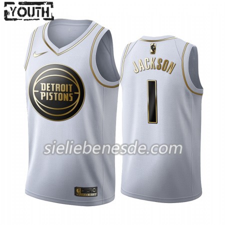 Kinder NBA Detroit Pistons Trikot Reggie Jackson 1 Nike 2019-2020 Weiß Golden Edition Swingman